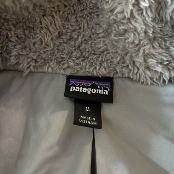 Patagonia Vest Jacket Adult M Gray Los Gatos Fuzzy Fleece Pile Logo Casual Women - Picture 3 of 7